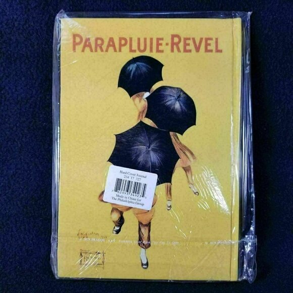 Journal Hardcover Parapluie Revel Paris Umbrella Cappiello Yellow Notebook New - Picture 2 of 5